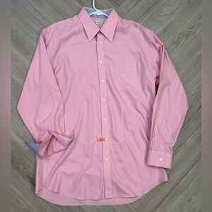 Paul Frederick Pink Button Down with Blue Plaid Cuff 17 - 35